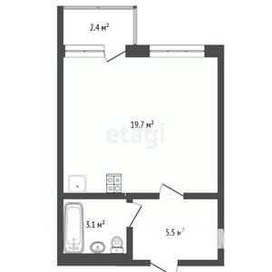 Студия квартира, вторичка, 29м2, 1/10 этаж